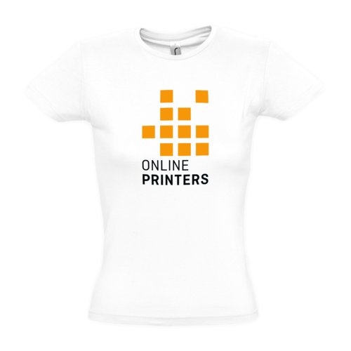 White cotton T-shirt for women with short sleeves.