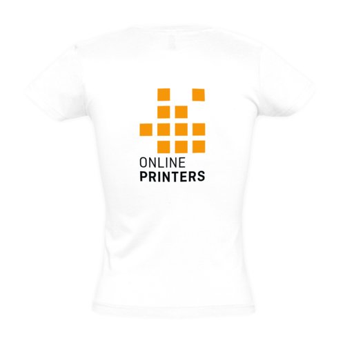 White cotton T-shirt for women with short sleeves.