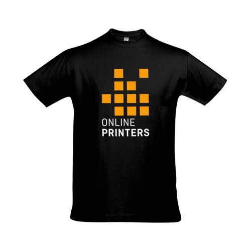 Jet black cotton T-shirt for men with short sleeves.
