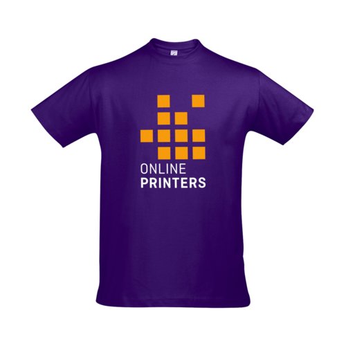 Dark violet cotton t-shirt with short sleeves.