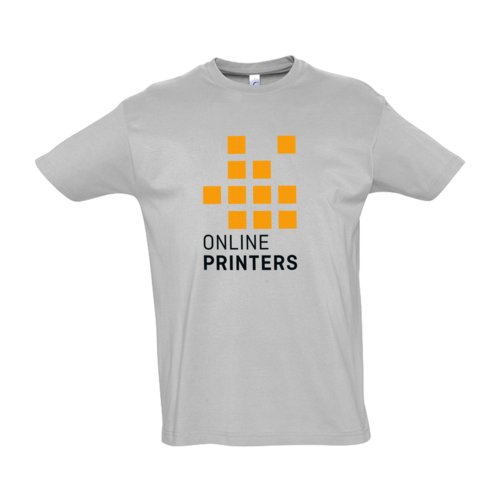 Gray cotton T-shirt for men with short sleeves.