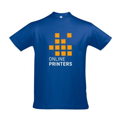 Royal blue cotton T-shirt for men with short sleeves.