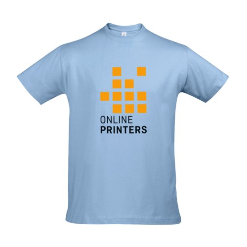 Sky blue cotton T-shirt for men with short sleeves.