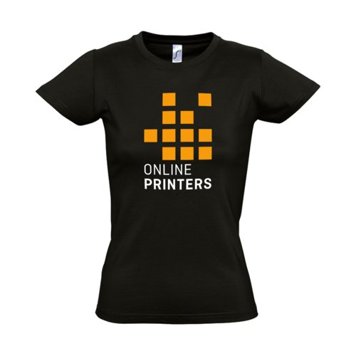 Deep black cotton T-shirt for women with short sleeves.