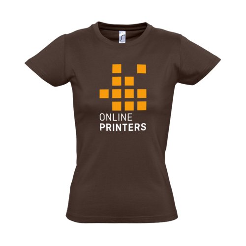 Brown cotton T-shirt for women with short sleeves.