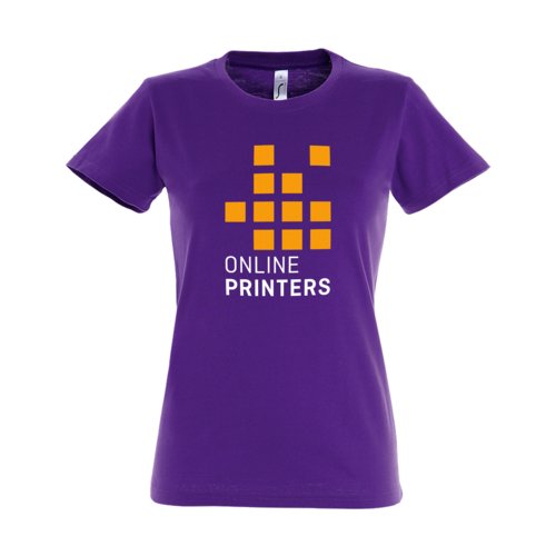 Dark violet women's cotton T-shirt with short sleeves.
