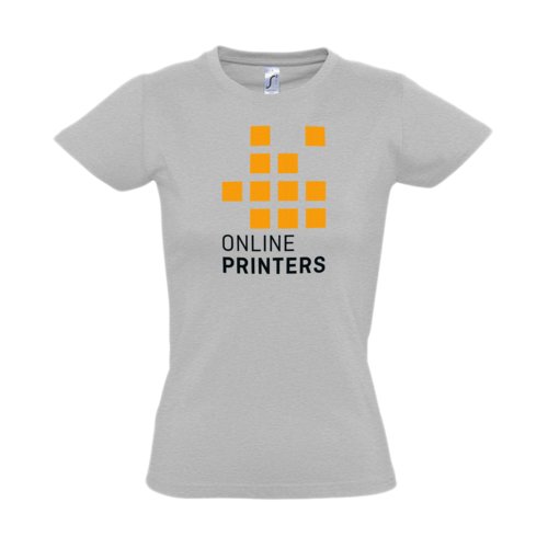 Gray cotton women's t-shirt with short sleeves.