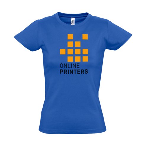 Royal blue women's cotton T-shirt with short sleeves.