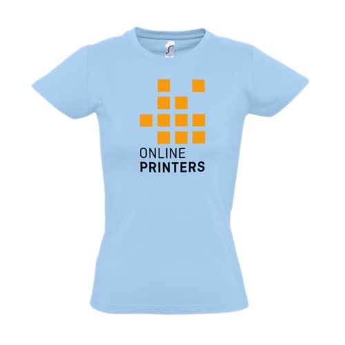 Sky blue cotton T-shirt for women with short sleeves.
