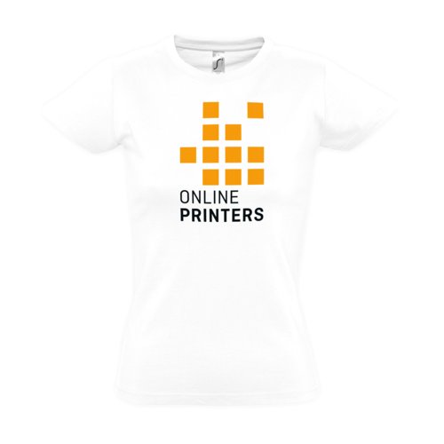 White cotton T-shirt for women with short sleeves.