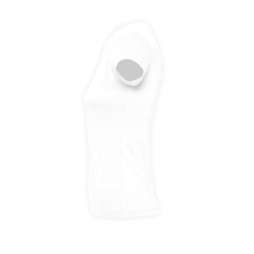 White cotton women's T-shirt with short sleeves.