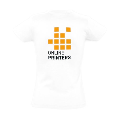 White cotton T-shirt for women with short sleeves.