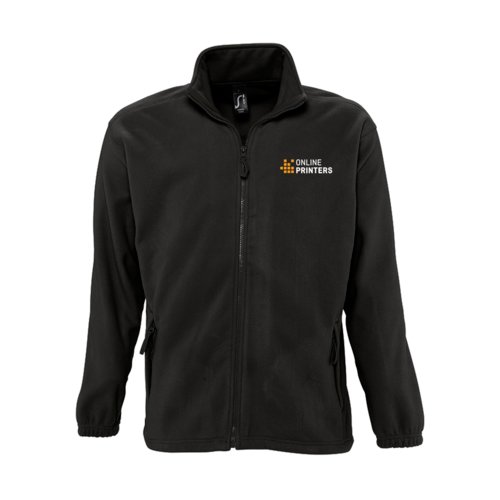 Fleece jacket with full zipper and side pockets.