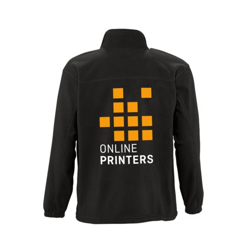 Black polyester fleece jacket for men with full zip.