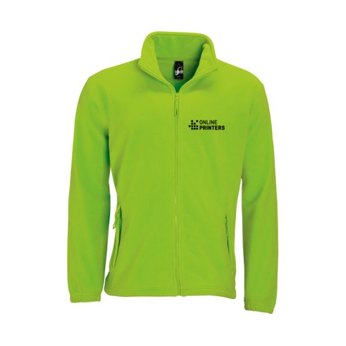 Apple green polyester fleece jacket for men with full zip.