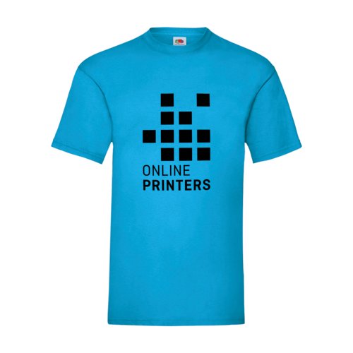 Azure cotton men's T-shirt with short sleeves.
