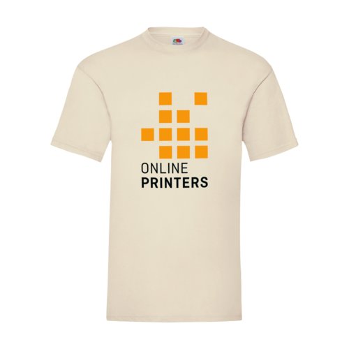 Beige cotton T-shirt for men with short sleeves.
