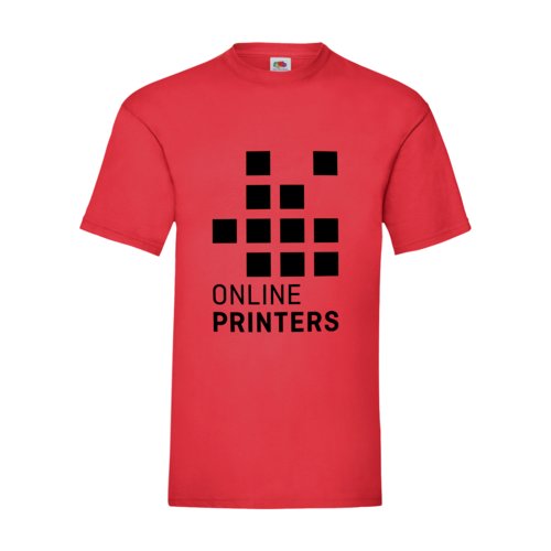 Red cotton T-shirt for men with short sleeves and round neck.