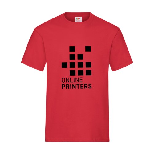 Red cotton t-shirt for men with short sleeves.