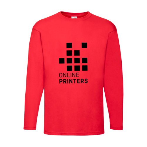 Red cotton long-sleeve shirt for men.