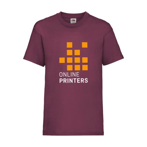 Burgundy cotton children's t-shirt with short sleeves.