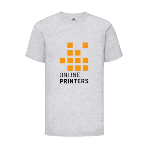 Heather gray cotton T-shirt for kids with short sleeves.