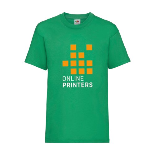 Green cotton T-shirt for kids with short sleeves.