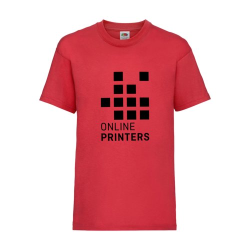 Red cotton children's t-shirt with short sleeves.