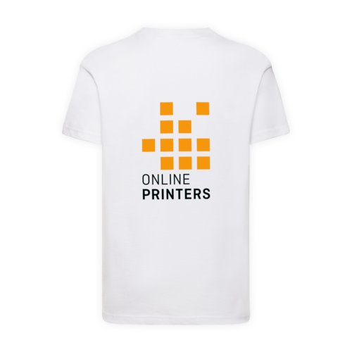 White cotton T-shirt for kids with short sleeves.