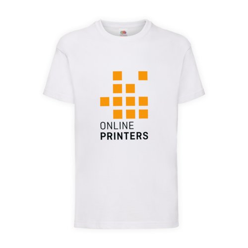 White cotton T-shirt for kids with short sleeves.