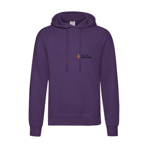 Violet cotton blend hoodie with hood and kangaroo pocket.
