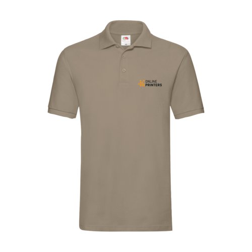 Khaki cotton polo shirt for men with button placket.