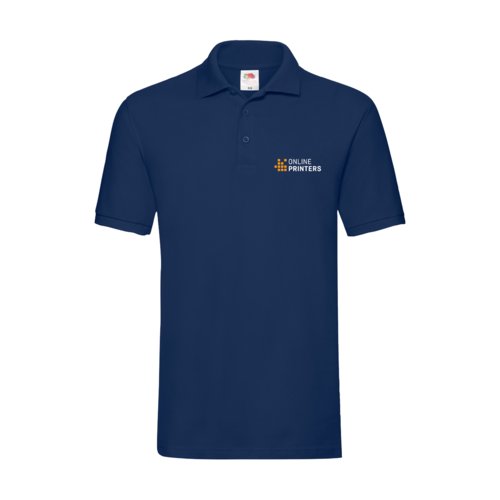 Navy-blue cotton polo shirt for men with short button placket.