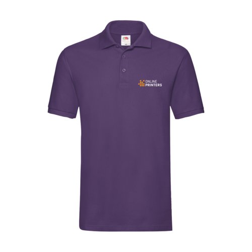 Violet cotton polo shirt for men with a short button placket.