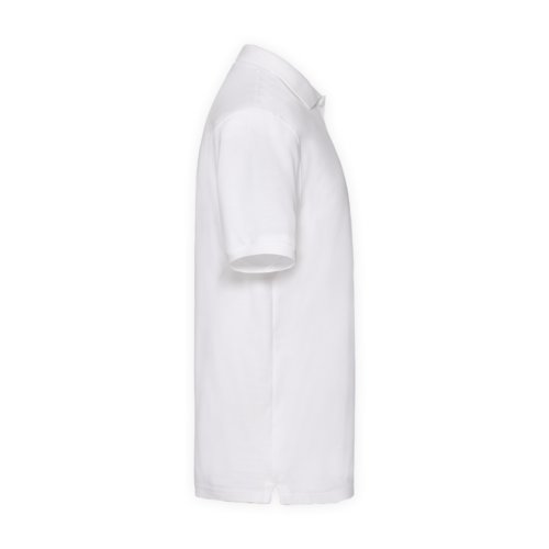 White cotton polo shirt for men with short button placket.