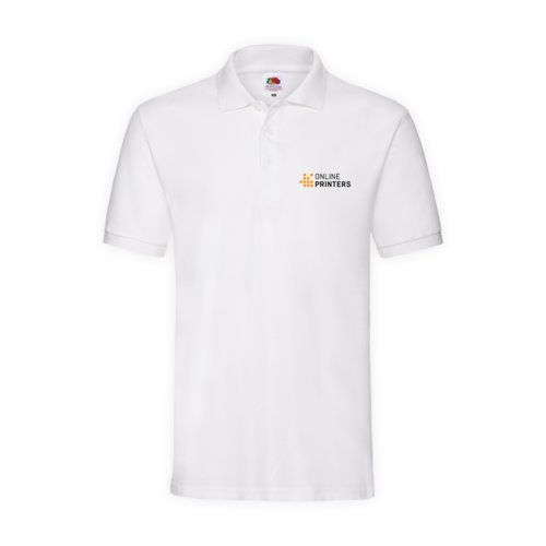 White cotton polo shirt for men with short button placket.