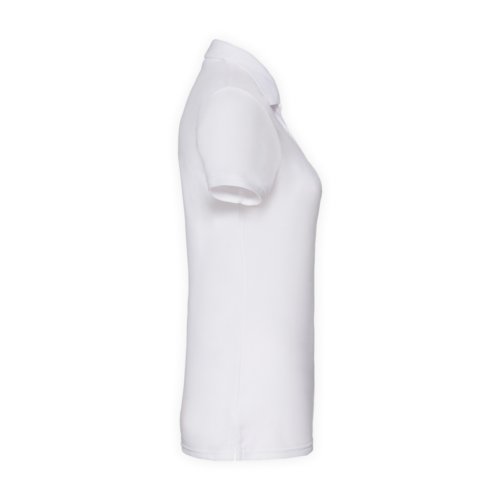 White blended fabric polo shirt for women with short sleeves.