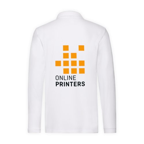 White cotton long-sleeved polo shirt for men.