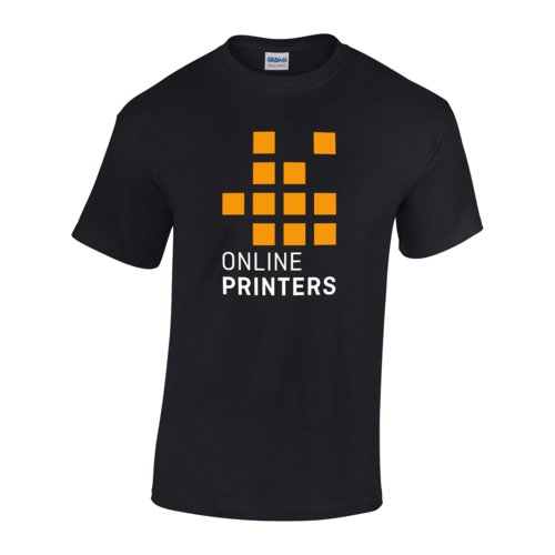 Black cotton T-shirt for men with short sleeves.