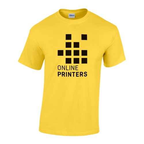 Yellow cotton T-shirt with short sleeves.