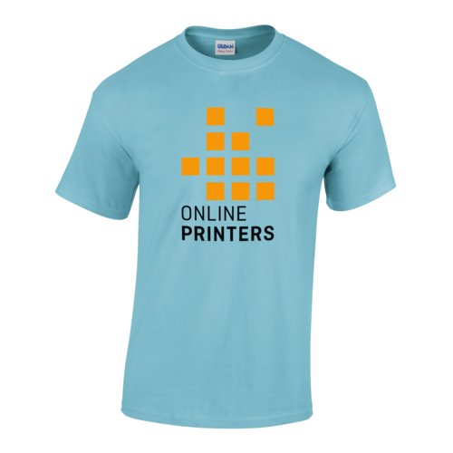 Sky blue cotton T-shirt for men with short sleeves.