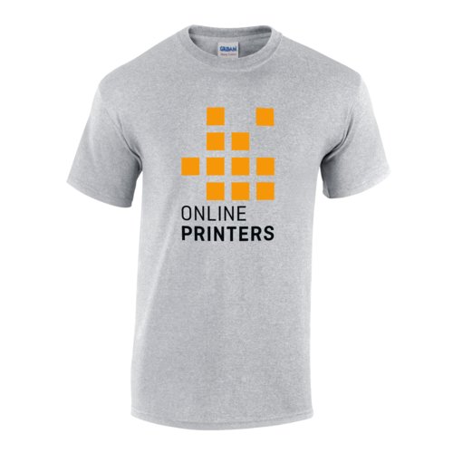 Gray cotton T-shirt with short sleeves and crew neck.