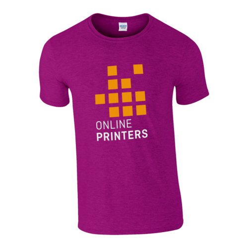 Fuchsia cotton T-shirt for men with short sleeves.