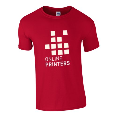 Cherry-red cotton T-shirt for men with short sleeves.