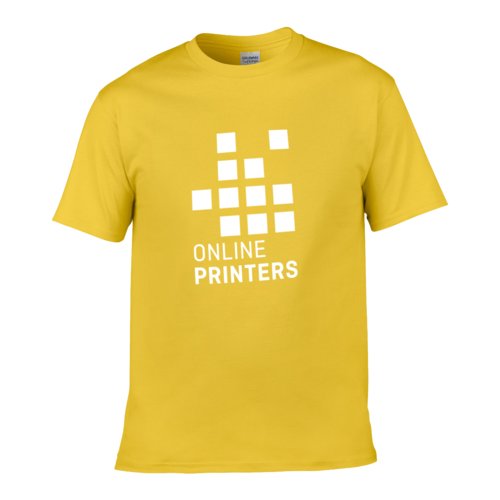 Yellow cotton men's t-shirt with short sleeves.
