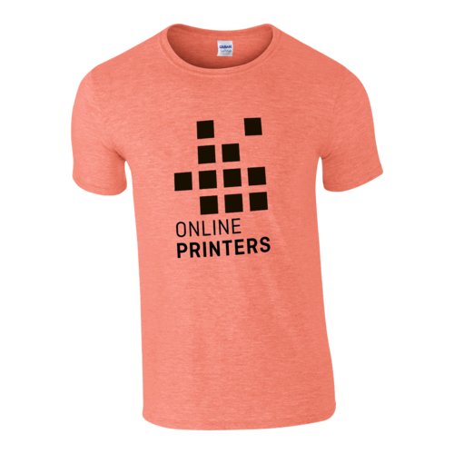 Orange cotton T-shirt for men with short sleeves.