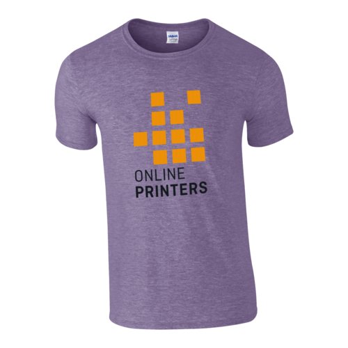 Heather violet cotton T-shirt for men with short sleeves.