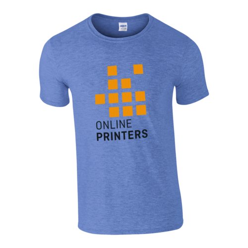 Heather blue cotton t-shirt for men with crew neck.