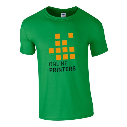 Green fabric T-shirt with short sleeves and round neck.