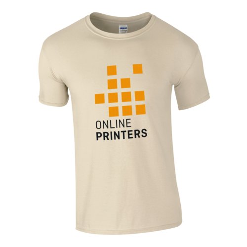 Sand-colored men's T-shirt in cotton jersey with short sleeves.